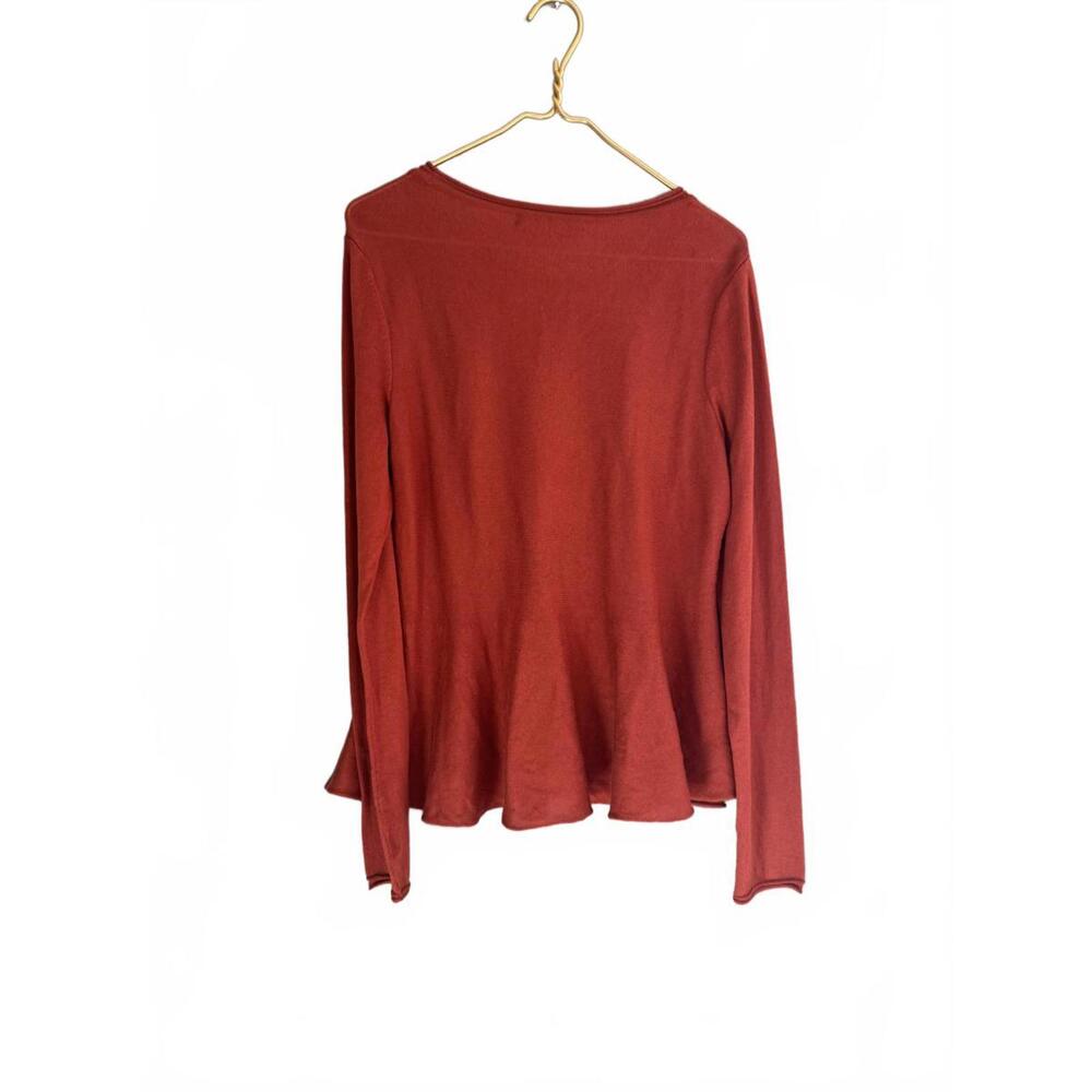 Peruvian Connection Burnt Orange Long Sleeve Scoop Neck Peplum Top Women's Sz M - Picture 5 of 7
